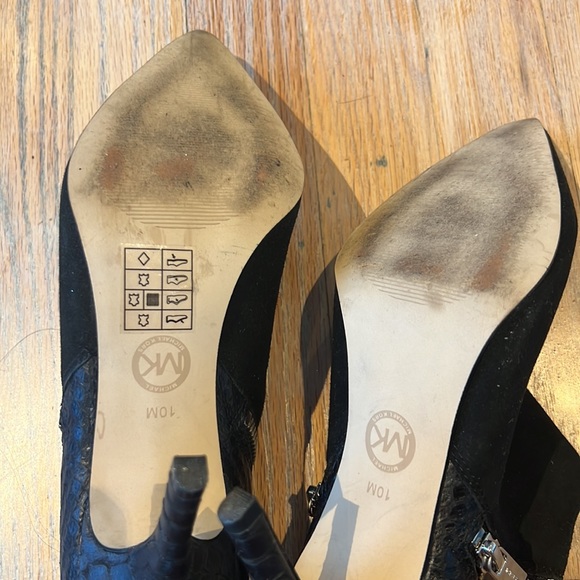 Michael kors booties suede and snake low ankle heel black booties - Picture 7 of 11